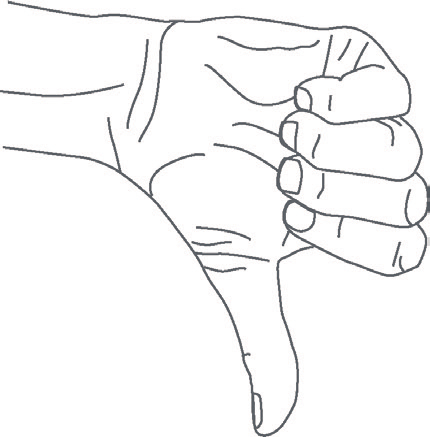 Thumb down signal for descending