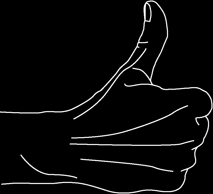 Thumb up signal for ending the dive or ascending